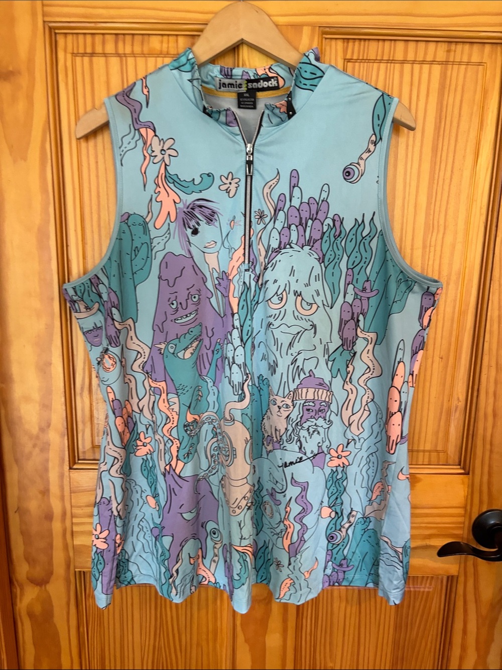 jamie sadock Aqua Sea Creature Print Sleeveless Golf Top